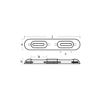 Bolt-on bar anode UK TYPE - Fairline 320x65x35 H.C.160