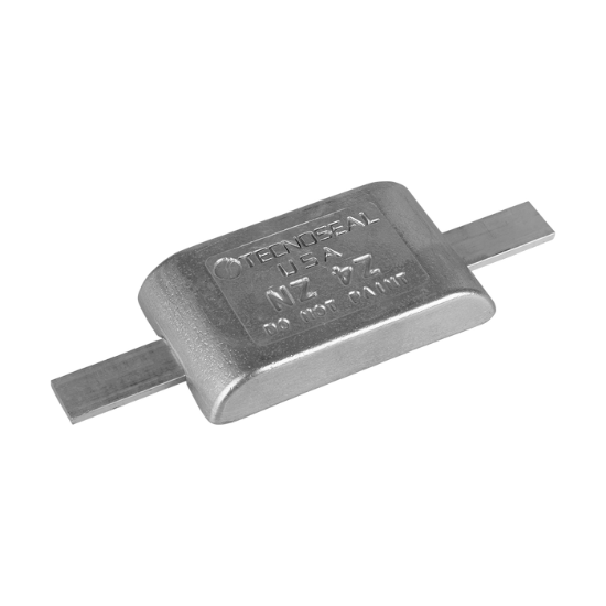 Weld-on anode with alluminium strap