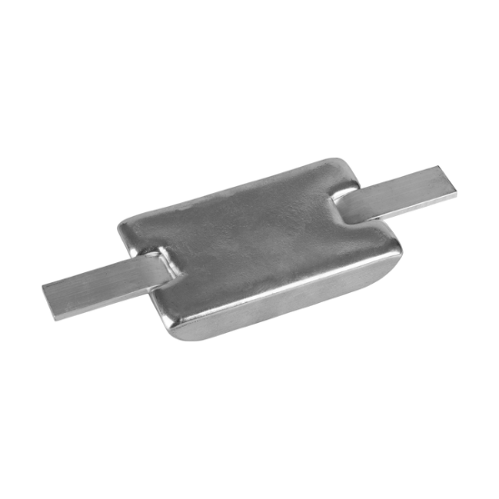 Weld-on anode with alluminium strap