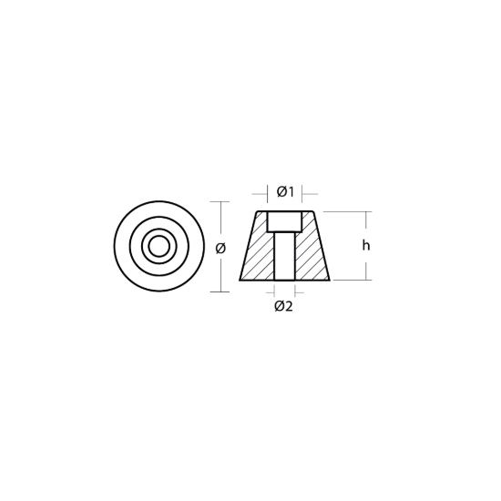 Sidepower - Sleipner propeller nut SP30/40   Ø26 H.20