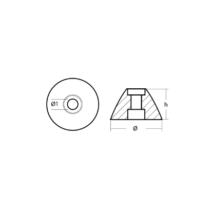 Sidepower - Sleipner propeller nut Ø25,6 H.15,2