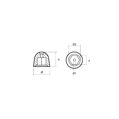 Sidepower - Sleipner propeller nut SE130/170 - SP240/285