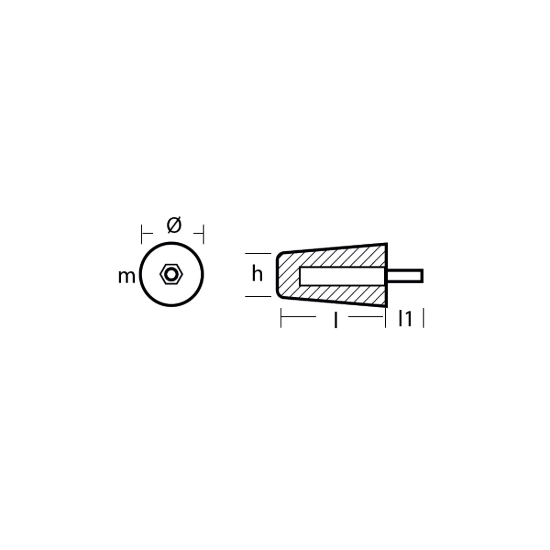 Hamilton Jet Large Conic Rod anode - Barrotto conico grande per motori Hamilton
