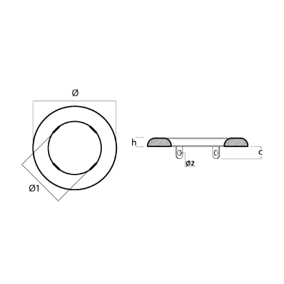 Kamewa Medium Collar anode  with straps - Collare medio con inserti asolati Kamewa