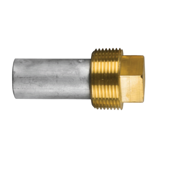 Caterpillar pencil anode Ø28 - L. 54 - complete with brass plug th.1-1/4''bspt