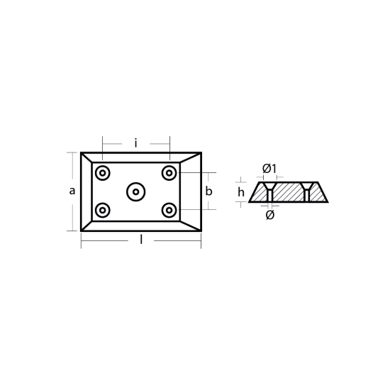 Plate for Hulls 122x81x20 - 5 holes