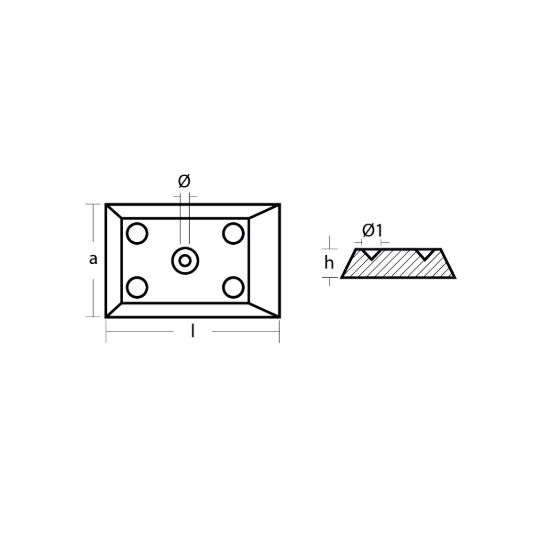 Plate for Hulls 122x81x20 - 1 hole