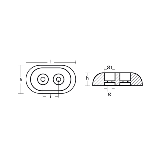 Oval plate without insert 115x65x30