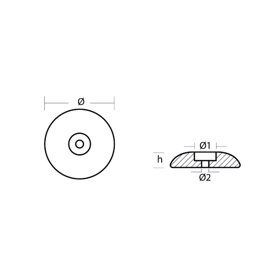Disc anode single Ø90mm Heavy
