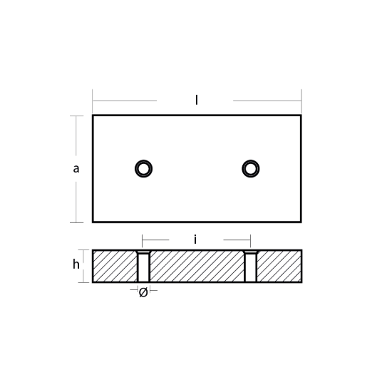 Bolt-on anode for Hull 300x150x26 H.C.152,4