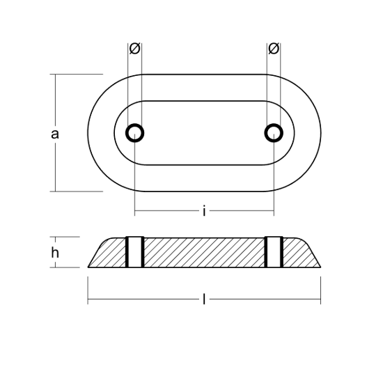 USA plate series 216x106x28 H.C.127 magnesium with inserts (bushings)
