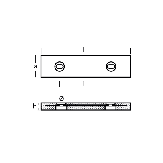 Bolt-on bar commercial anode 600X125X65 H.C. 300