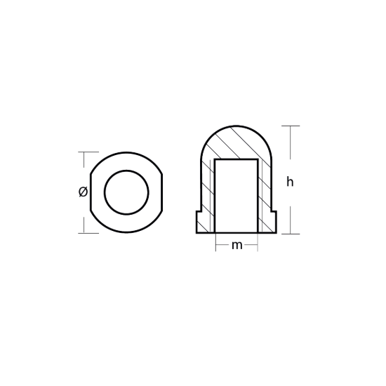 Propeller nut internal thread 36x1,5