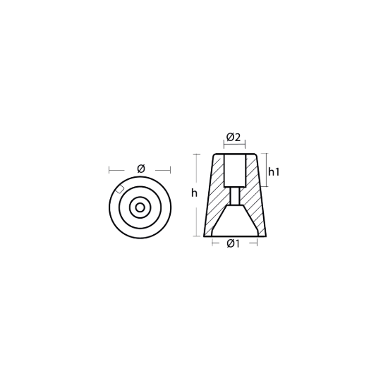Ferretti propeller anode for shaft Ø 55-70