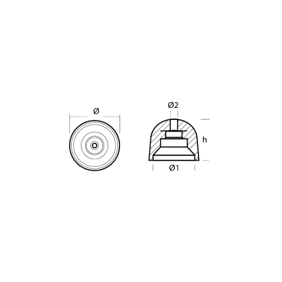 BCS conical propeller nut with stainless steel insert Ø 84 H.52