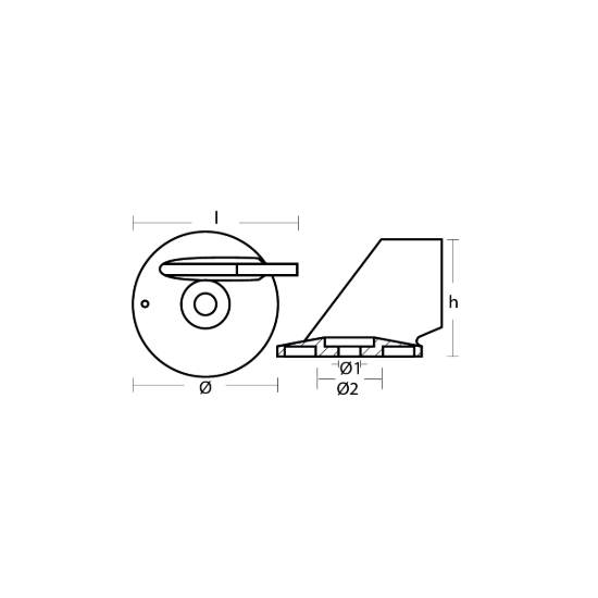 Johnson -Evinrude trim tab anode - Pinna per motori Johnson-Evinrude
