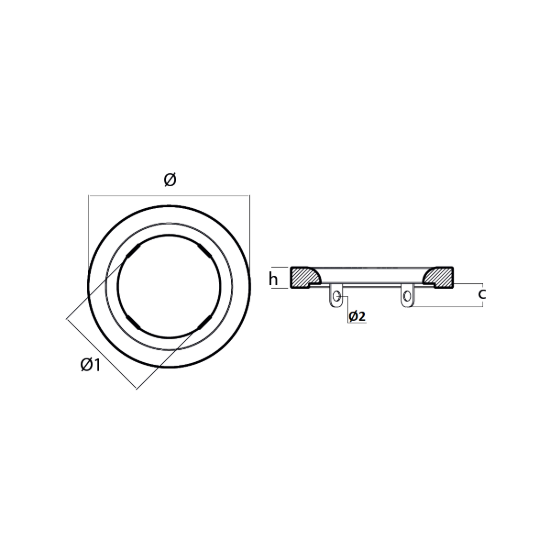 Kamewa Large Collar anode with straps - Collare grande con inserti asolati Kamewa