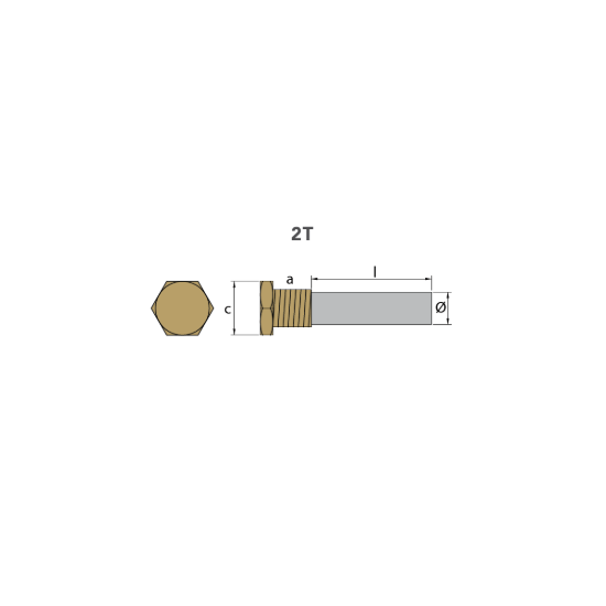 Sen-Dure pencil anode Ø 9,5 L. 31,8 complete with brass plug th.1/4'' NPT