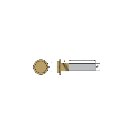 Textron-Weber motor pencil anode alluminium only Ø 15,9 L. 63,5