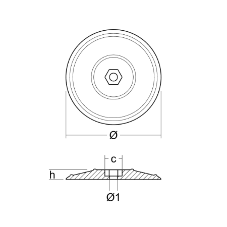 Rudder pair anodes Ø70mm with hardware